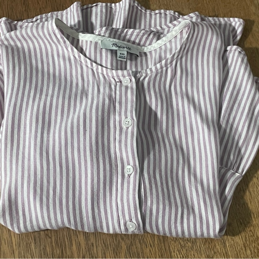 Madewell Pink White Striped Button-Front Blouse Women’s XXS